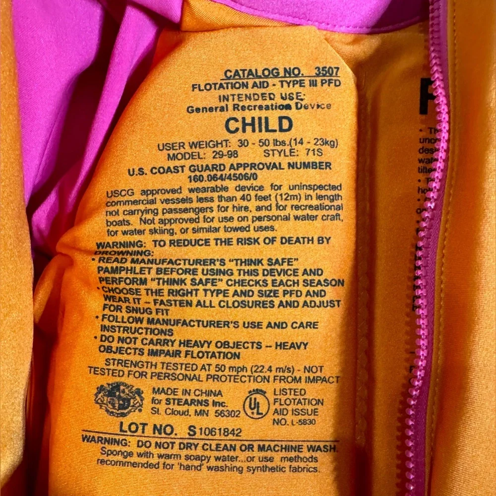 🌺STEARNS® CHILD BARBIE SHIRT LIFE JACKET | SWIM SHIRT🌸🌺